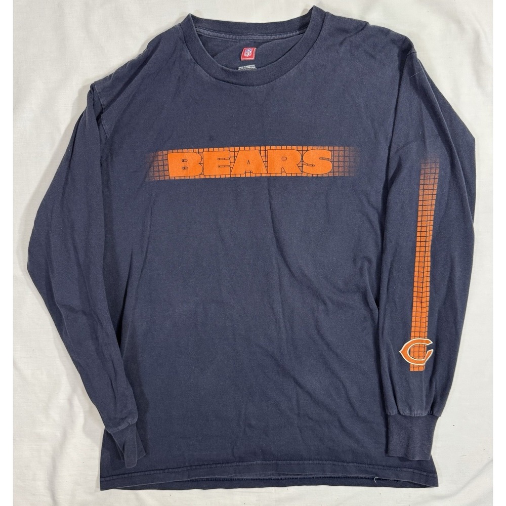 Vintage Chicago Bears Long Sleeve Shirt‎ Blue NFL Apparel Mens Medium